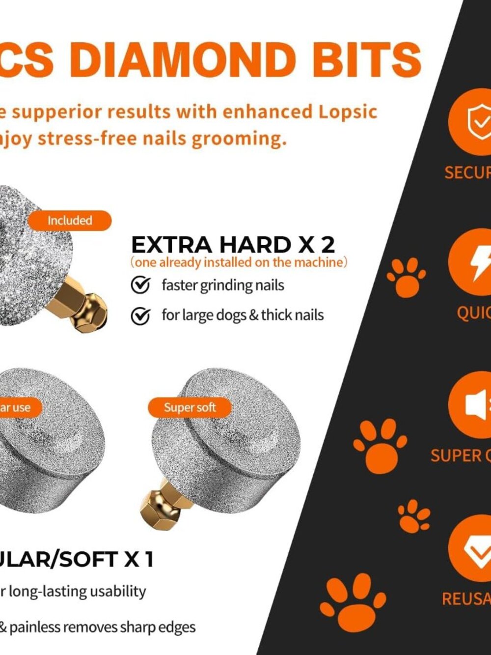 Dog Nail Grinder with 2 LED Lights Powerful 2 Speeds Super Quiet Dog Nail Trimme - Picture 5 of 9